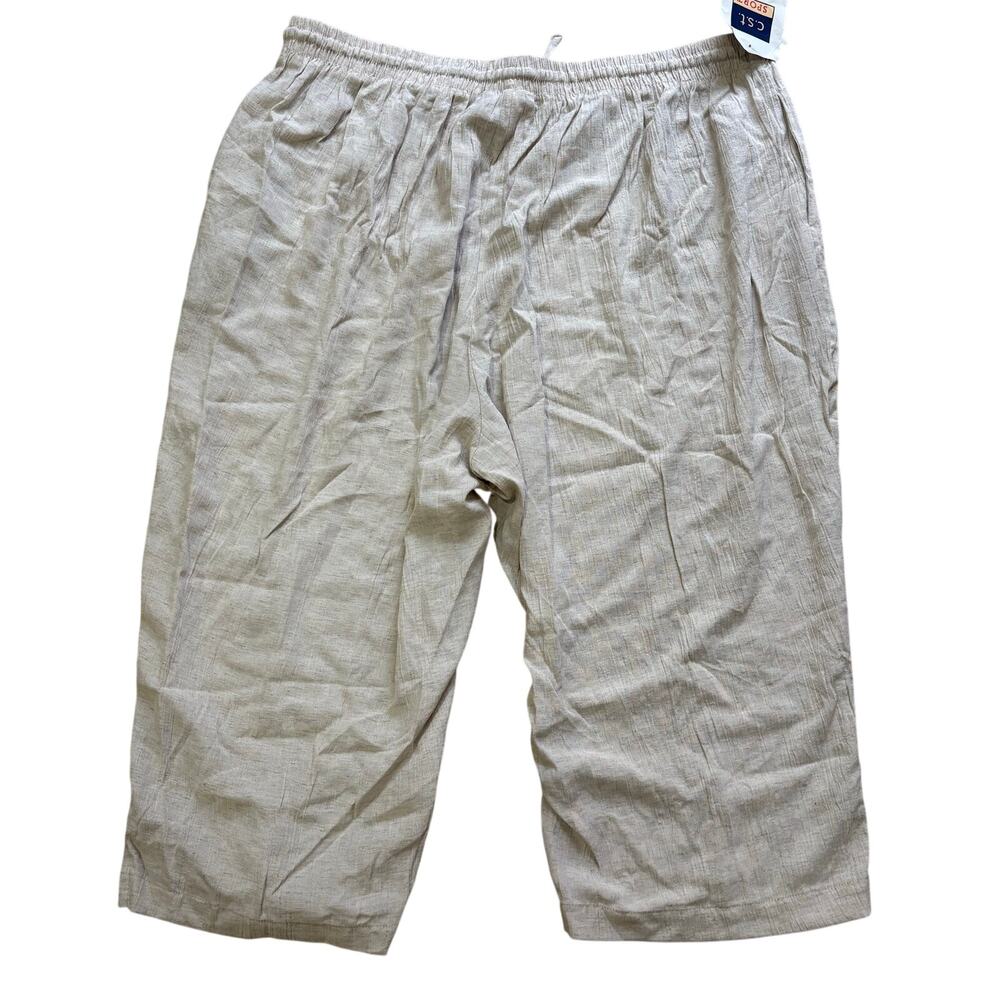 NWT Women's Linen Blend Capri Pants Tropical Resort Palm Tree Vacation 4XL - Picture 4 of 6